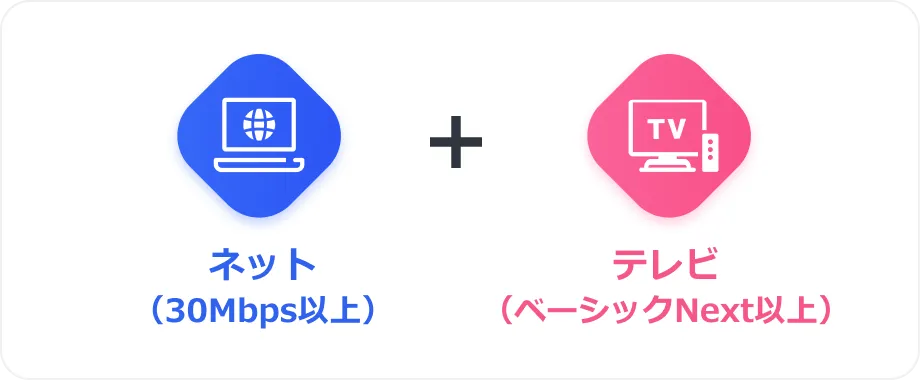 ネット（30Mbps以上）＋テレビ（ベーシックNext以上）