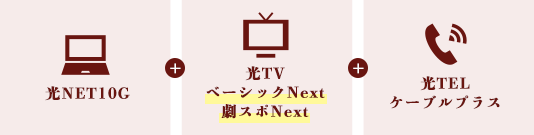 光NET10G+光TVベーシックNext、劇スポNext+光TELケーブルプラス