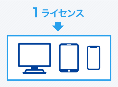 1ライセンスで端末3台まで利用可能。